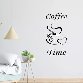 Veselá Stena Samolepka Coffee time Farba: čierna, Veľkosť: 100 x 50 cm
