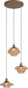 Retro závesná lampa tmavý bronz s jantárovými tienidlami 3-svetelná - Smokey