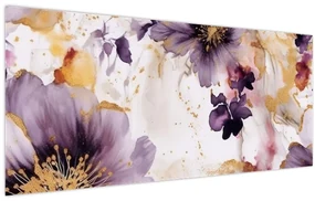 Obraz - Akvarelové kvety (120x50 cm)