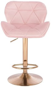 LuxuryForm Barová stolička MILANO VELUR na zlatom tanieri - svetlo ružová