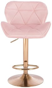 LuxuryForm DESIGN Barová stolička MILANO VELUR na zlatom tanieri - svetlo ružová