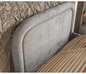 Svetlosivá čalúnená dvojlôžková posteľ s úložným priestorom s roštom 180x200 cm Mija – Maison de Rêve