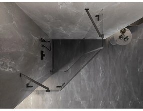 Mexen Lunar, päťuholníkový sprchový kút naklápací doľava 90 x 90 cm, 8mm číre sklo, pištoľovo sivý kartáčovaný - 831-090L-090P-66-00-L