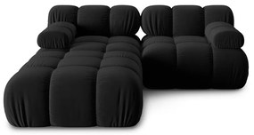 Čierna zamatová rohová pohovka Bellis – Micadoni Home