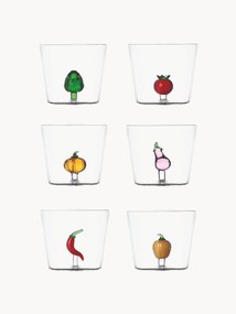 Ručne vyrobené poháre z borosilikátového skla Vegetables, 6 ks