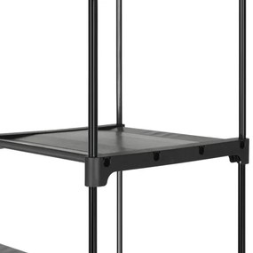 Textilná úložná skriňa s policami a vešiakovou tyčou MATIS 140x174 cm čierna