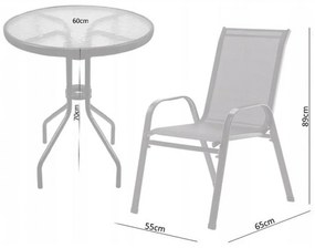 Chomik Záhradná zostava stolík a 2 stoličky Diver, sivá