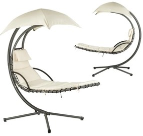 Záhradná ležadlová hojdačka, hojdacia sieť, závesné kreslo, kôš, béžová,