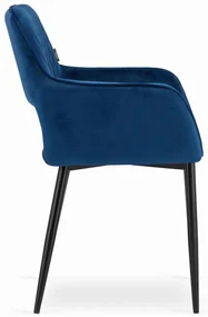 Set dvoch jedálenských stoličiek AMALFI zamat modré (čierne nohy) 2ks