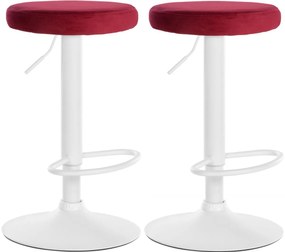 2x Barová stolička Ponte - zamat, biely rám Červená