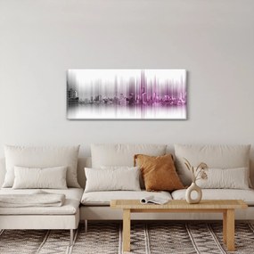 Obraz - Panoráma mesta, ružovo-šedé (120x50 cm)