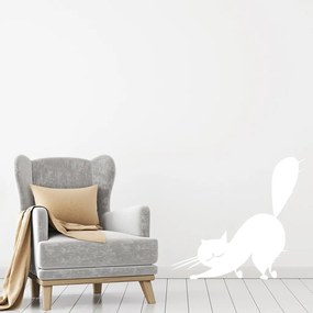 Veselá Stena Samolepka Naježená mačka Farba: bílá, Veľkosť: 100 x 90 cm