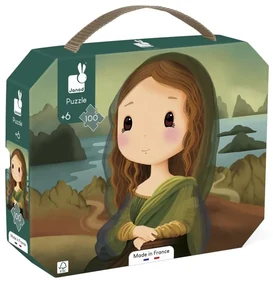 Umelecké puzzle pre deti v kufríku Leonardo da Vinci Janod 100 ks