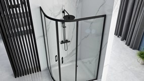 Rea Look, štvrťkruhová sprchová kabína 100x80x190 cm, ľavá verzia + biela sprchová vanička, REA-K7900