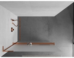 Mexen Kioto+ L, sprchová zástena Walk-In s poličkou a vešiakom 120 x 200 cm, 8mm sklo námraza, ružové zlato profil, 800-120-123-60-30