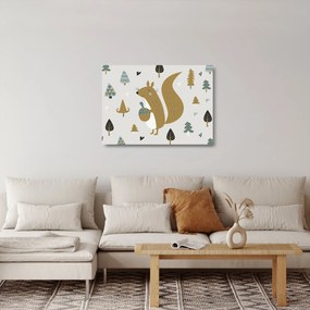 Sklenený obraz - Veverička s orieškom (70x50 cm)