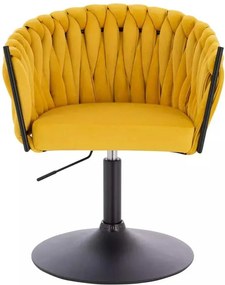 LuxuryForm DESIGN Stolička NORDEN VELUR na čiernom tanieri - žltá