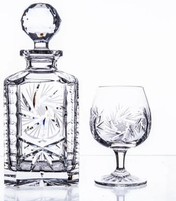 Onte Crystal Bohemia Crystal ručne brúsená sada na rum, brandy a koňak Veterník 1+2