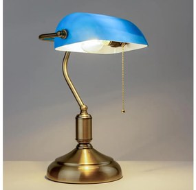 Brilagi - Stolná lampa BANK OFFICE 1xE27/60W/230V mosadz/modrá