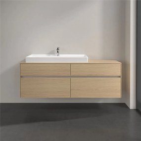 VILLEROY &amp; BOCH Collaro závesná skrinka pod umývadlo na dosku (umývadlo vľavo), 4 zásuvky, s LED osvetlením, 1600 x 500 x 548 mm, Nordic Oak, C029B0VJ