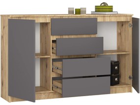 Komoda Koa (dub artisan + sivá). Akcia -19%. Vlastná spoľahlivá doprava až k Vám domov. 1128687