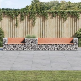 Záhradná lavička s gabiónovým košom masívne drevo douglas 3196249