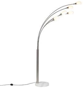Dizajnová stojaca lampa oceľ 5-svetlo - Sixties Marmo