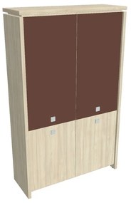 Vysoká skriňa Verno 128 x 46 x 210 cm, kombinované dvere, agát / hnedá