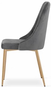 Jedálenská stolička IMOLA zamatová tmavosivá / drevené nohy