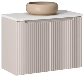 Závesná skrinka Nova Cashmere I s doskou a umývadlom 80 cm kašmír/biela