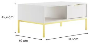 Konferenční stolek Austin 100 cm bílá/zlatá