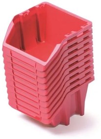 Sada 10 úložných boxov po 18,7 × 15,8 × 11,4 cm, červená