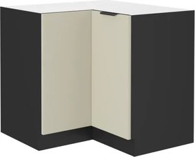 Dolná rohová kuchynská skrinka Arona, 90/90 cm, kašmírová/čierna%