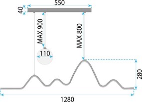 Toolight Toolight, LED závesné osvetlenie 120cm, 36W, 3000K, LHJ033-CP, čierna matná, OSW-60020