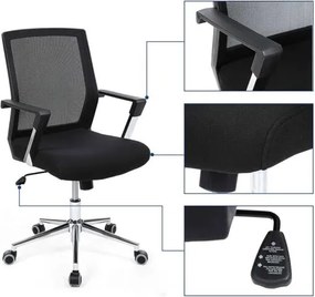 Kancelárska stolička so sieťovinou, kancelárska otočná stolička, čierna