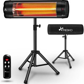 Infračervený ohrievač TRESKO 2500W čierny (Elektrický sálavý ohrievač, výškovo nastaviteľný)