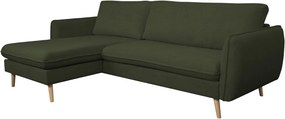 Rohová sedačka Salma, tmavo zelená látka, univerzálna pravá/ľavá