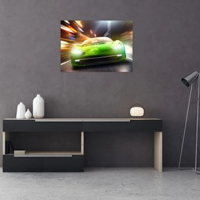 Obraz - Zelené závodné auto (70x50 cm)