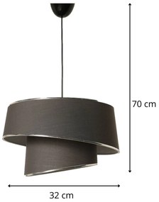 Závěsný lustr Barette antracitový/stříbrný