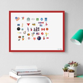 Toptabule.sk  Biela tabuľa na magnetky v drevenom červenom ráme 200x100 cm