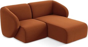 Zamatová rohová pohovka v terakotovej farbe (pravý roh/s leňoškou) Lani – Makamii