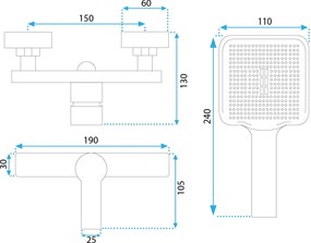 Rea Argus, sprchová batéria s ručnou bodovou sprchovou súpravou, čierna matná, REA-B6406