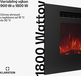 Klarstein Galeras 178, elektrický nástenný krb, 1800 W, LED