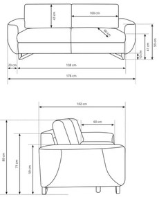 Dvojmiestna pohovka AVESTA modrá