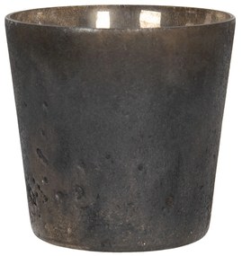 Tmavo hnedý sklenený svietnik na čajovú sviečku - Ø 9 * 10 cm