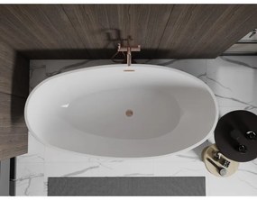 Mexen Bilbao, voľne stojaca vaňa 180 x 90 cm, biela-čierna, medený prepad, 51311809075-65