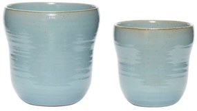 Súprava 2 modrých keramických kvetináčov Hübsch Tina