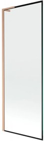 Mexen Next L, 1-krídlová vaňová zástena 70 x 150 cm, 6mm číre sklo-čierny vzor, medený profil, 895-070-000-03-70-65