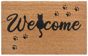 Hanse Home, Rohožka Welcome (mačka) 105666 – na von aj na doma, 45x75, hnedá, chodba / predsieň