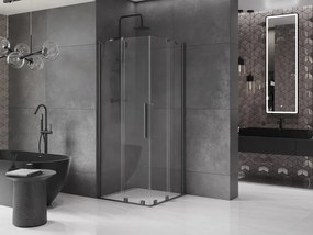 Mexen Velar Duo, sprchový kút s posuvnými dverami 80 x 80 cm, 8mm číre sklo, brúsený grafit, 871-080-080-02-95